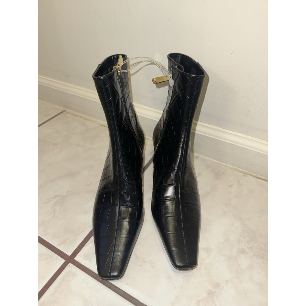 NWOB Michael Kors Cosmo Croc Embossed Kitten Leather‎ Boots Womens 6 Black - Picture 7 of 13